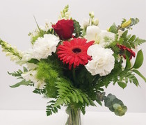 BQF 04 - Bouquet de flores vermelhas e brancas