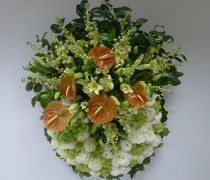 CRP 12 - Coroa flores brancas e verdes c/ anthuriuns